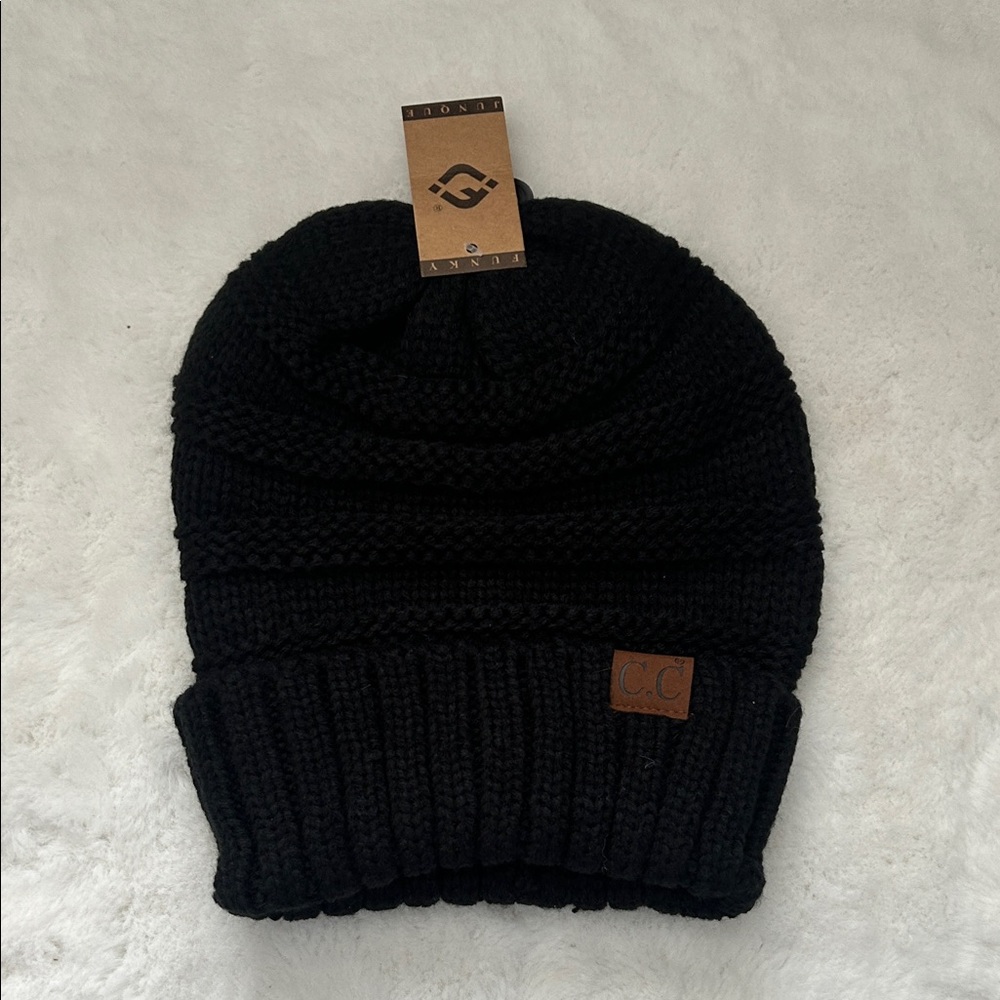 C.C Black Knit Beanie for Women